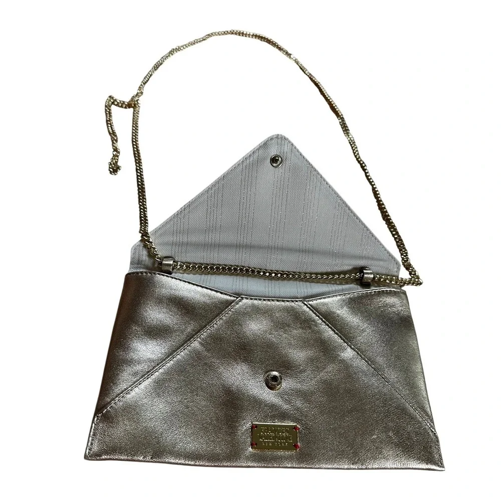 Frances Valentine Metallic Gold Leather Envelope Clutch Crossbody Bag